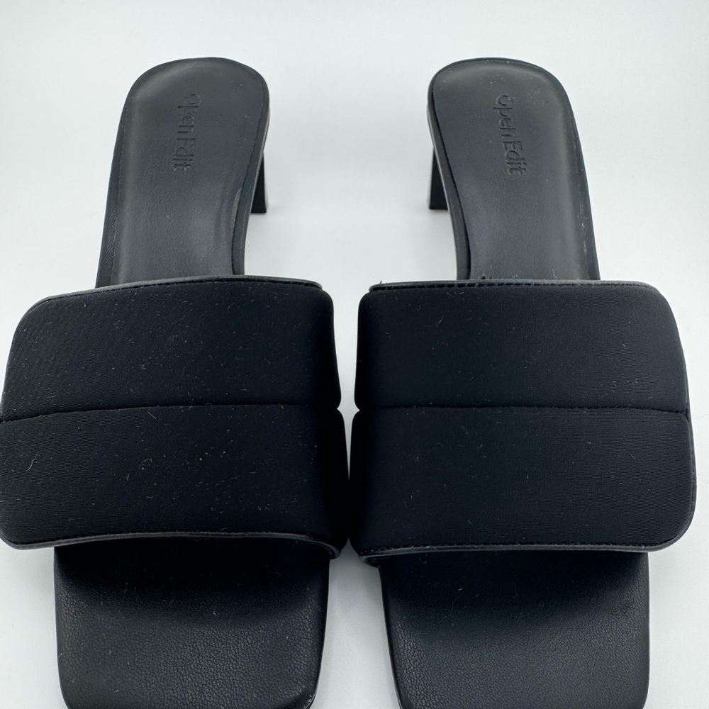 Open Edit Black Slide Sandals 7M